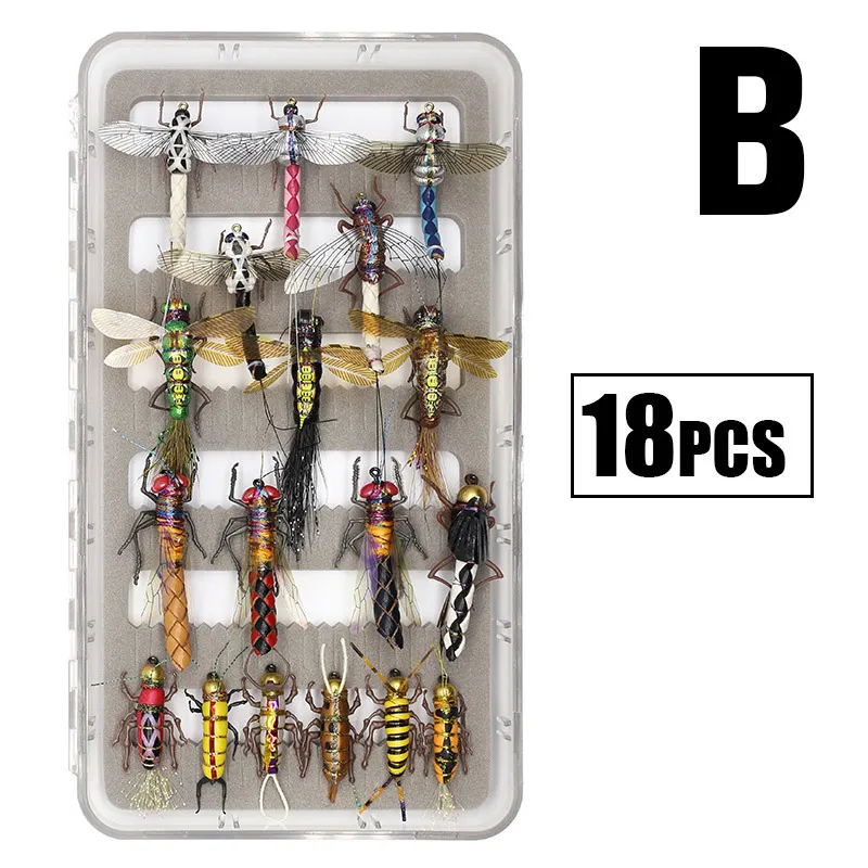 Realistic Fly Fishing Flies Set 16/18pcs Dry Wet Flies Insect Lure for Bass  Fishing Assortment Flyfishing Trout Lure Kit