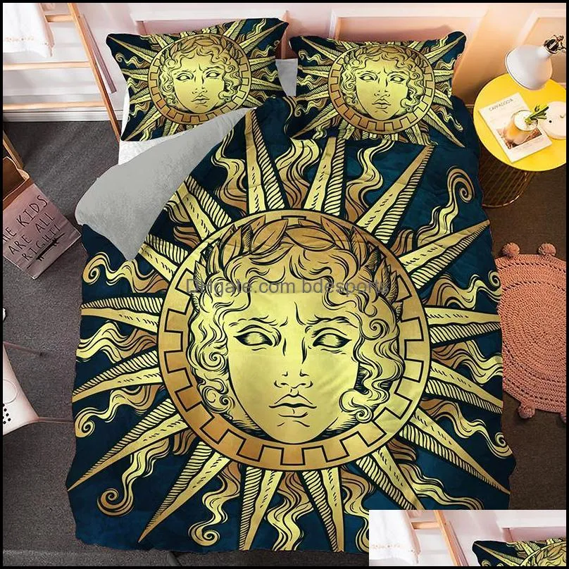 Bedding Sets Nordic Style Comforter Twin/Queen/King Size Moon&Sun Pattern Duvet Cover Pillowcase Woman Adult Bedclothes