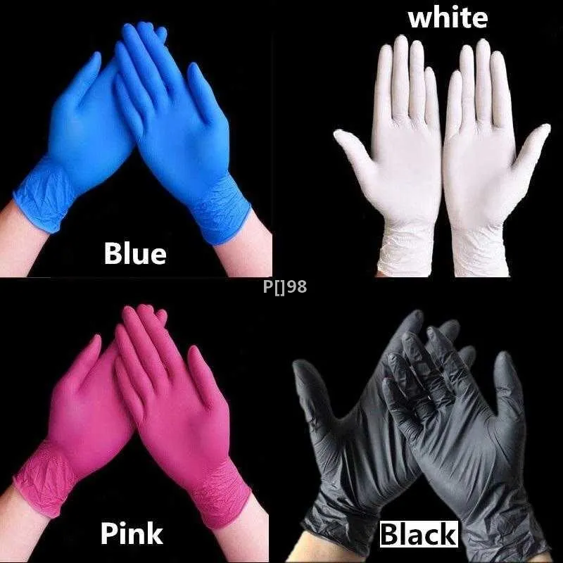 Disposable Latex Nitrile Gloves Black blue white pink PVC Glove Beauty Hair Dye Rubber Latex Kitchen Tools Experiment Tattoo
