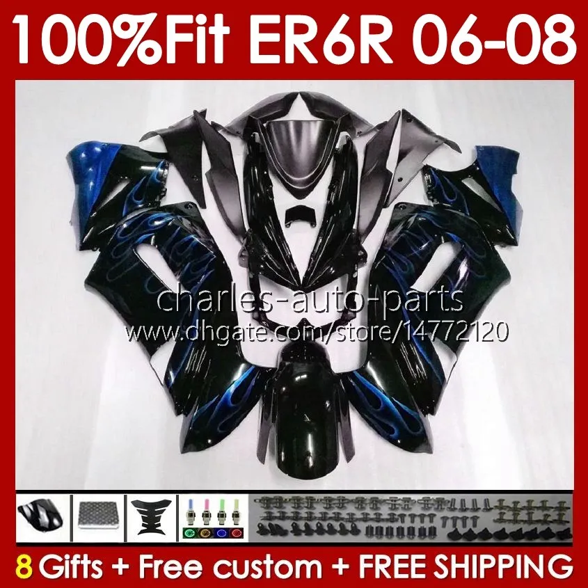 Kawasaki Ninja 650R ER6 650 R ER 6 F 06-08ボディワーク139NO.14 650-R ER 6F 650R-ER6F ER-6F 2006 2007 2008 ER6F 06 07 08噴射型型フェアリングブルーフェアリングブルーフレーム