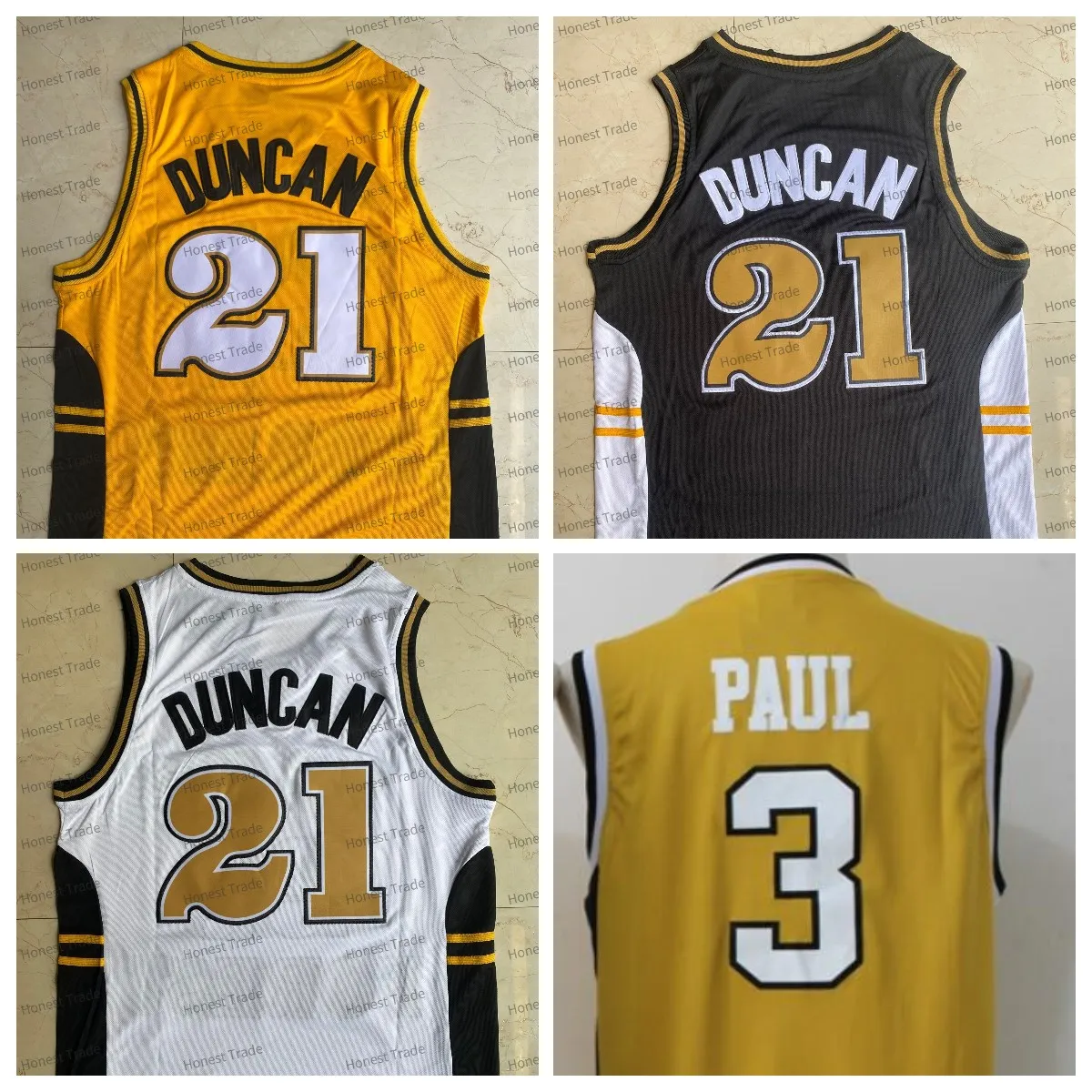 Wake Forest Demon Deacons Zwart Tim 21 Duncan Chris 3 Paul Shirts Wit Geel Heren Basketbal Jerseys Goud Ed Shirts Jersey S-xxl