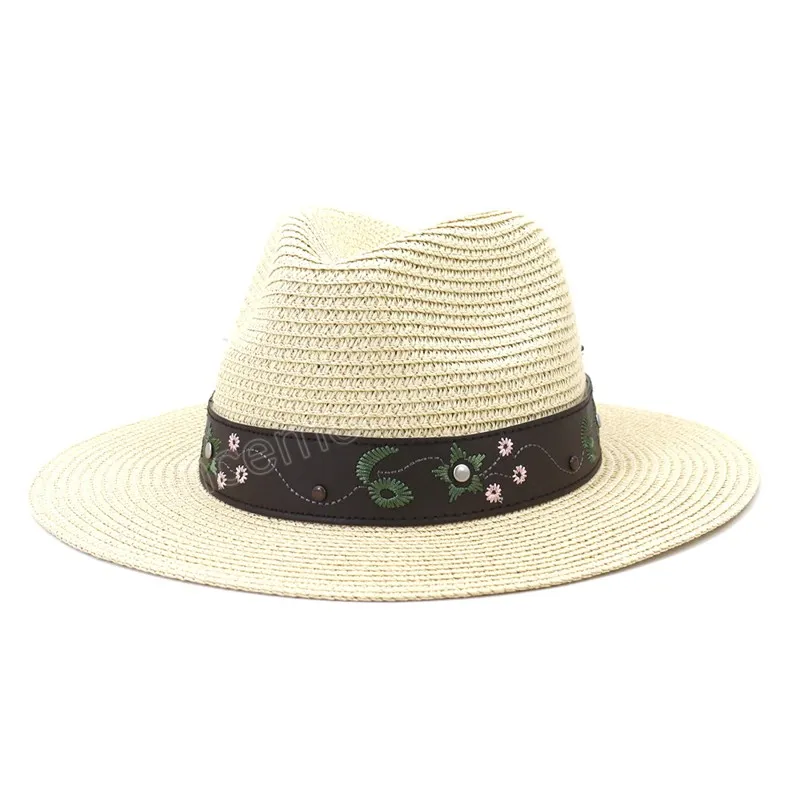 女性用帽子プラスサイズの夏の麦わら帽子屋外日焼け止めビーチハット男性パナマジャズキャップゴラスホムブレ