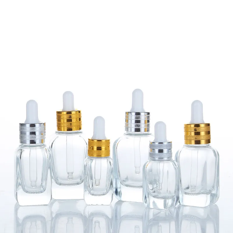 10ml 20 ml 40ml 두꺼운 에센셜 오일 유리 dropper 병 크림 사각형 dropper 병 및 상자 dropper 유리 병