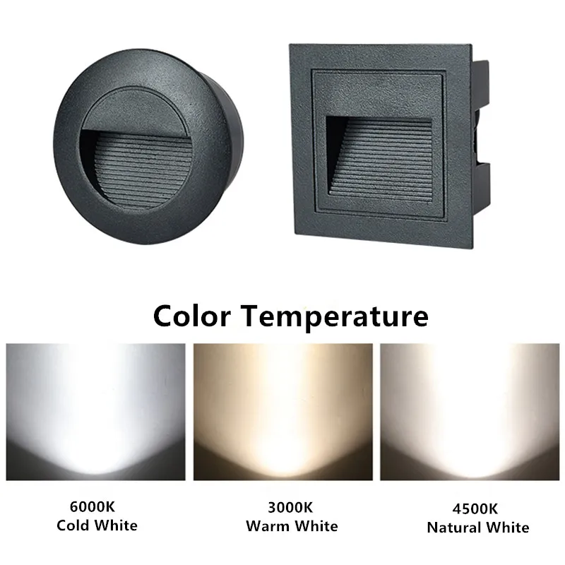 방수 하향 발 램프 LED 계단 조명 코너 라이트 1W 85-265V 오목한 벽 조명 실내/ 실외 계단 단계 조명