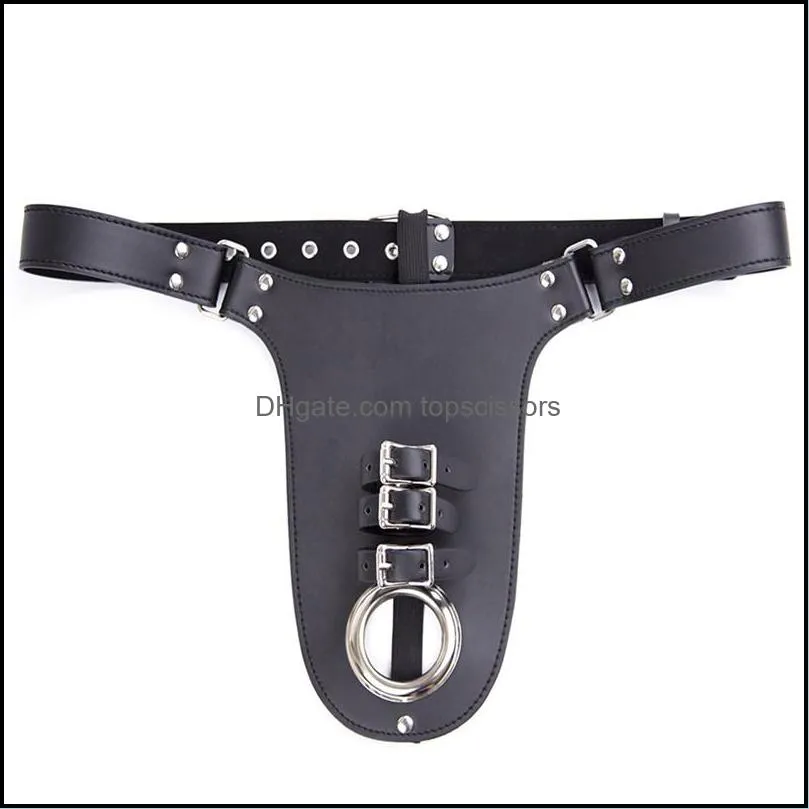 Fetish Male Panties Underwear with Penis Harness Ring Restraints Binder Sex Toys for Men Faux Leather GN322402083