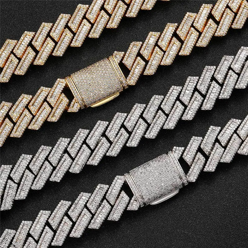 Hotsale Mens Bling Chains 18mm 16/18/20/22/24inch Gold Silver CZ Cuban Chain Necklace Bracelet for Men Women Hip Hop Chains