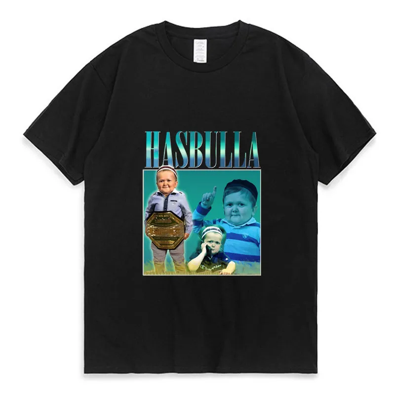 Hasbulla Fighting Meme Camiseta Hombres Mujeres Mini Khabib Blogger Camiseta de alta calidad Cuello redondo Algodón puro Camisetas de gran tamaño Tops Hombre 220411