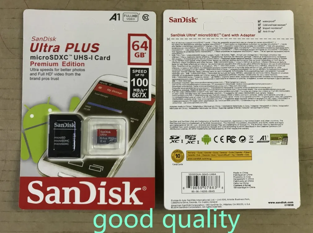 16 GB/32GB/64GB/128GB/256 GB SDK-smartphone Faktisk kapacitet Högupplöst kamera Micro Memory SD-kort 100MB/S UHS-I C10 Högkvalitativ TF-kort