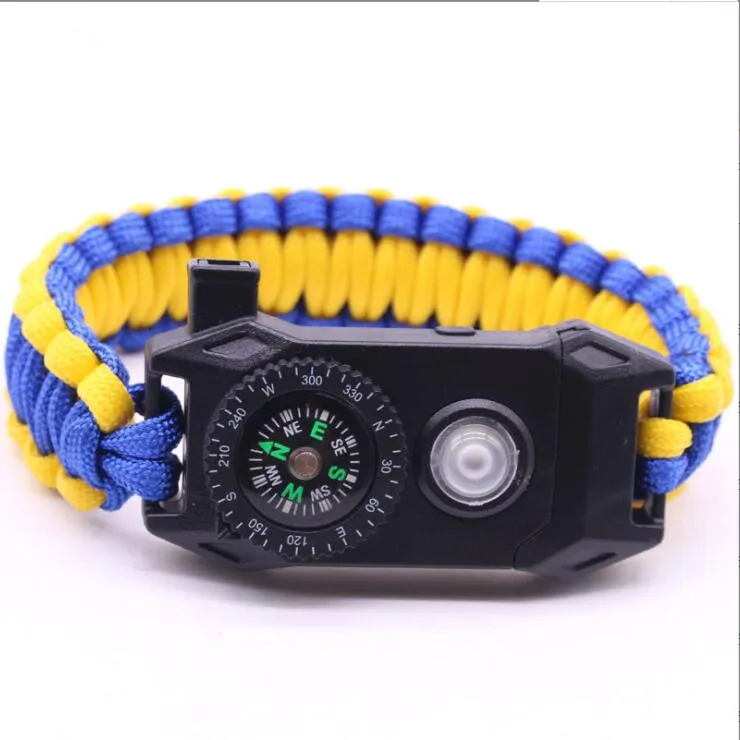 WUQID Paracord Survival Bracelet Loud Whistle Emergency Compass Survival Fire Starter Scraper