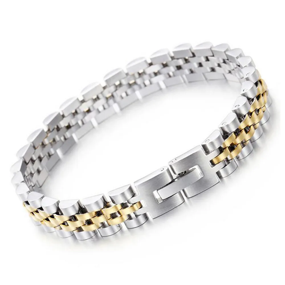 10mm 15mm schwere Edelstahl Hiphop Gold Silber Armband Kette Armbänder Punk einfache Fahrrad Biker Armband Armband Armreif Schmuck für Frauen Männer