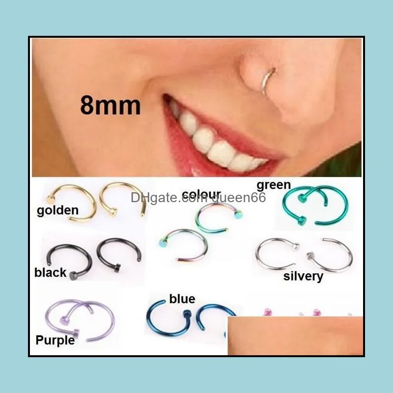 Trendy Nose Rings Body Piercing Jewellry Fashion Jewelry Stainless Steel Nose Open Hoop Ring Earring Studs Fake Nose Rings Non Piercing Rings