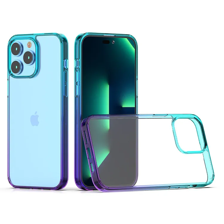 1,5 мм Двойной цвет градиент акриловый телефон для Samsung A13 A73 A53 A33 A23 5G A03 Core Plustransparent Clear TPU Shock -Resept Mobile Cover Cover