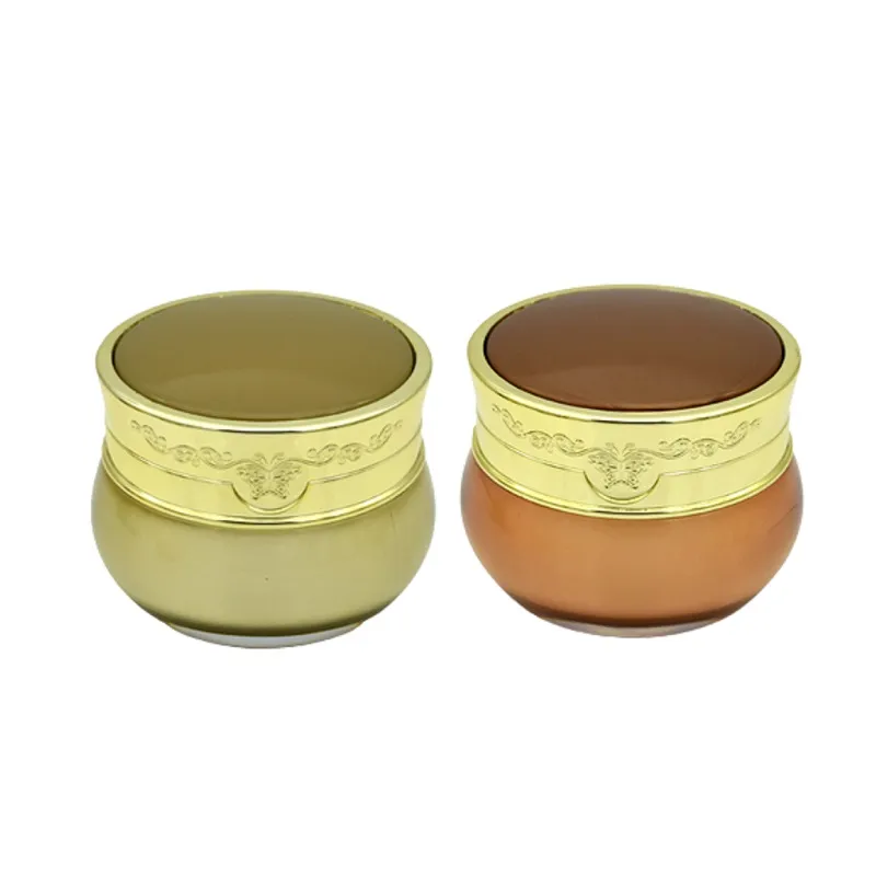 Gold Acrylic Eye Cream Jar Skincare Empty Bottle Cosmetic Packaging Luxury Portable Facial Cream Pots Container 10g 15g 20g 30g 50g