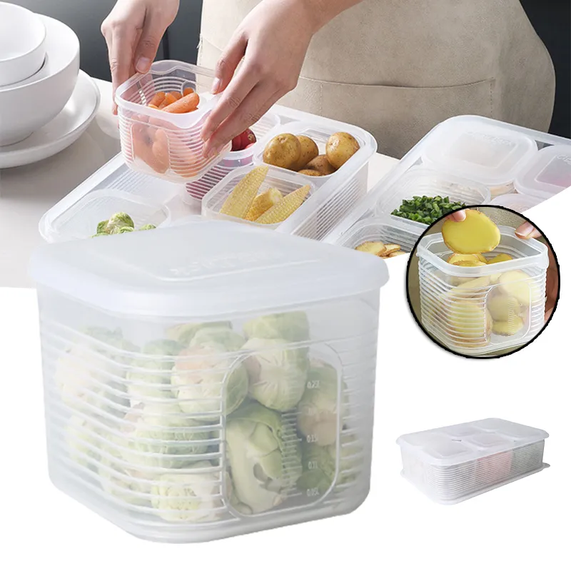 Lebensmittelaufbewahrungsbehälter mit versiegeltem, weichem Deckel, Kühlschrankschublade, stapelbare Küchen- und Speisekammerbox mit Waage für die Mikrowelle