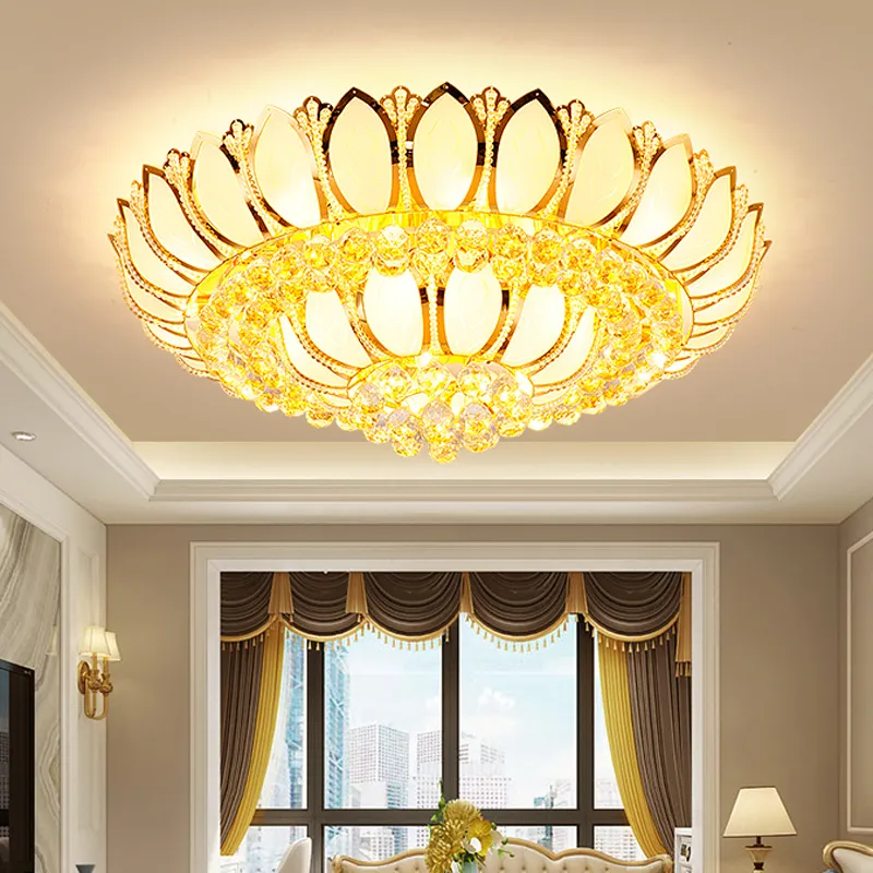Amerika lotus kristal plafondlampen armatuur moderne gouden plafondlampen