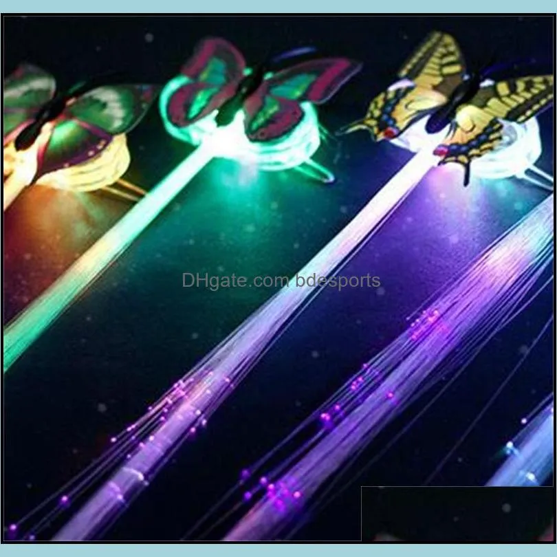 35cm Butterfly Luminescence Ponytail Girl Party Optical Fiber Noctilucent Hairpin Colorful Children Led Toys Glow Hot Sale 0 75jf O2