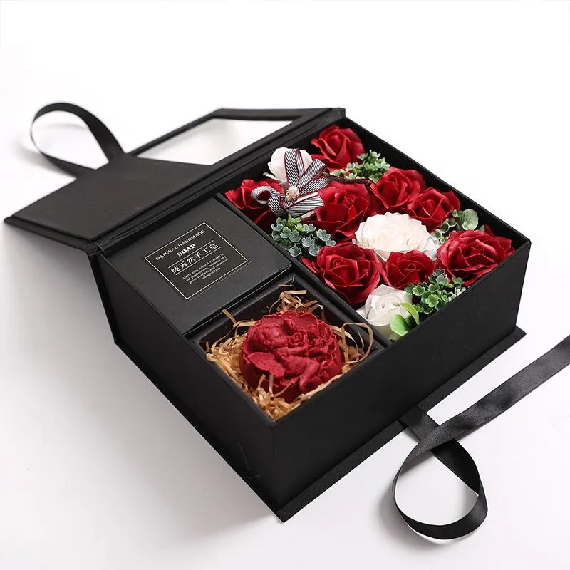 Emballage cadeau amour Rose boîte à fleurs artificielle saint valentin mariage anniversaire sac noël créatif savon pour anniversaire cadeau