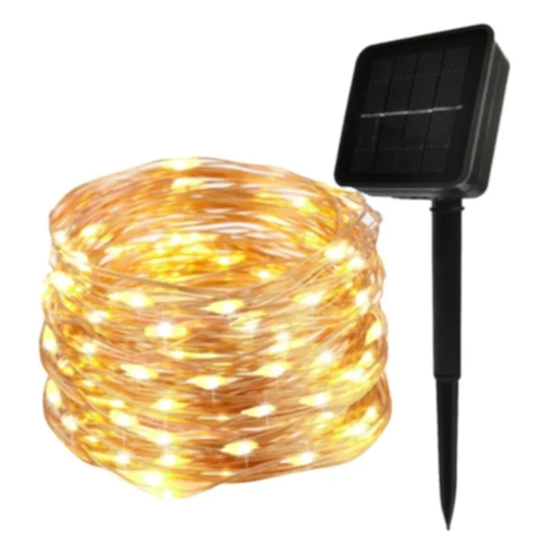 Solar String Fairy Lights 200m Christmas Waterproof Outdoor Garland Power Lamp For Garden Decoration 220429