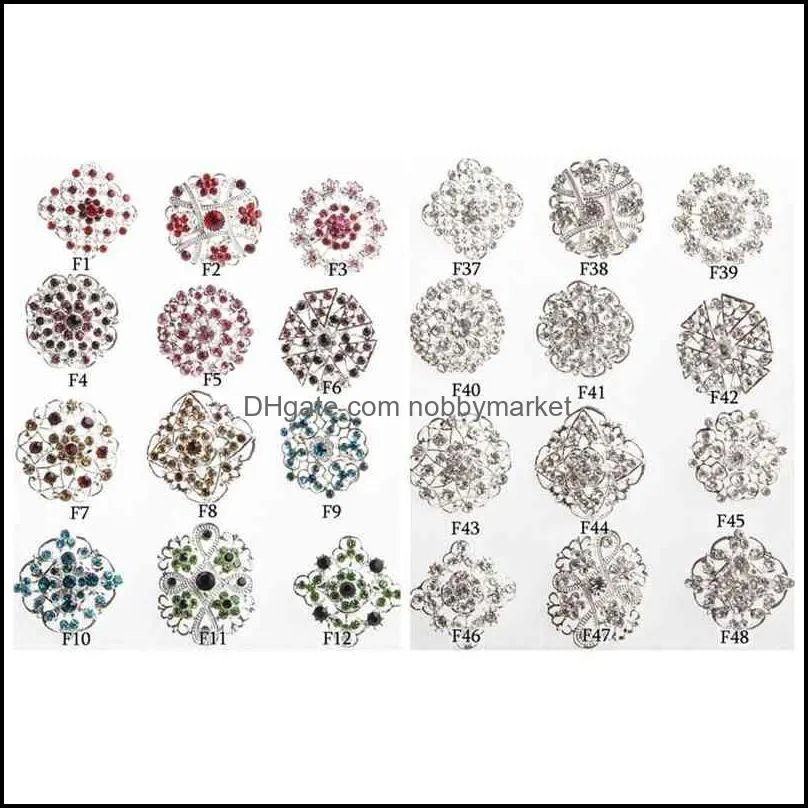 24PCS Clear Crystal Rhinestones Brooches Women Bridal Gold Brooch Pins For DIY Wedding Bouquet Kits