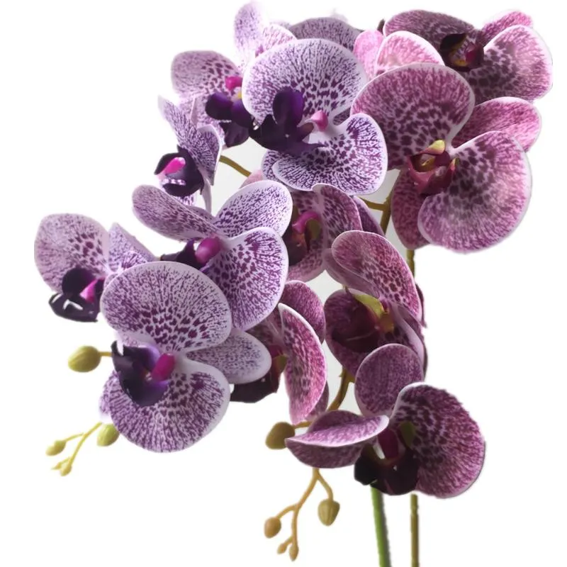 Decorative Flowers & Wreaths One Artificial Phalaenopsis Orchid Leopard Printing Real Touch Latex High Quality Butterfly Orchids Stem Plant