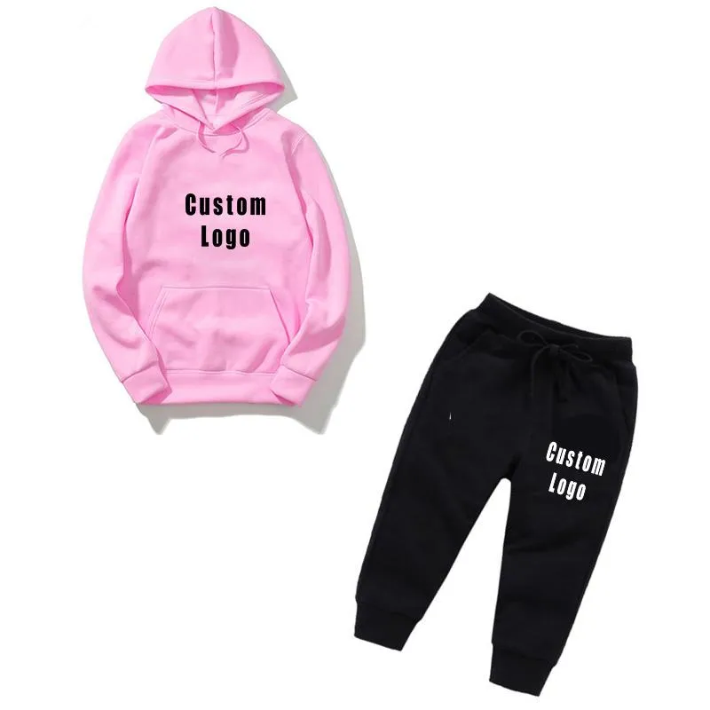 Men's Tracksuits Children Hoodies Pants Customized Logo Printing Sweatshirt 2 Piece Set Kid's Name Diy Casual Sport Suit Autumn SpringMe