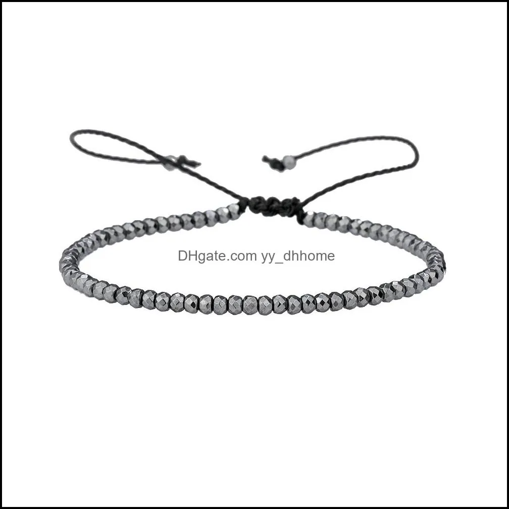 Hematite Beaded Braided Bracelet Strands 2021 Adjustable Black Rope Chain Health Care Bracelets For Women Yoga Jewelry Gifts
