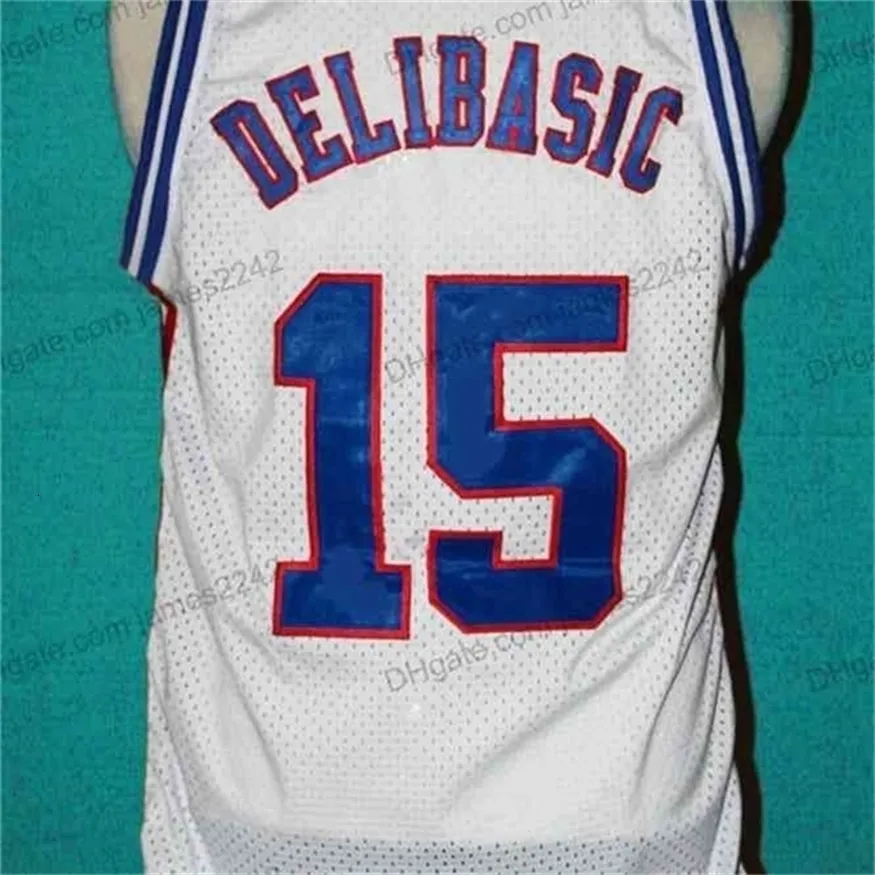 Nikivip Custom Retro Jugoslavija #15 Mirza Delibasic Classic Basketball Jersey Mens Stitched White Number and name Jerseys Top Quality