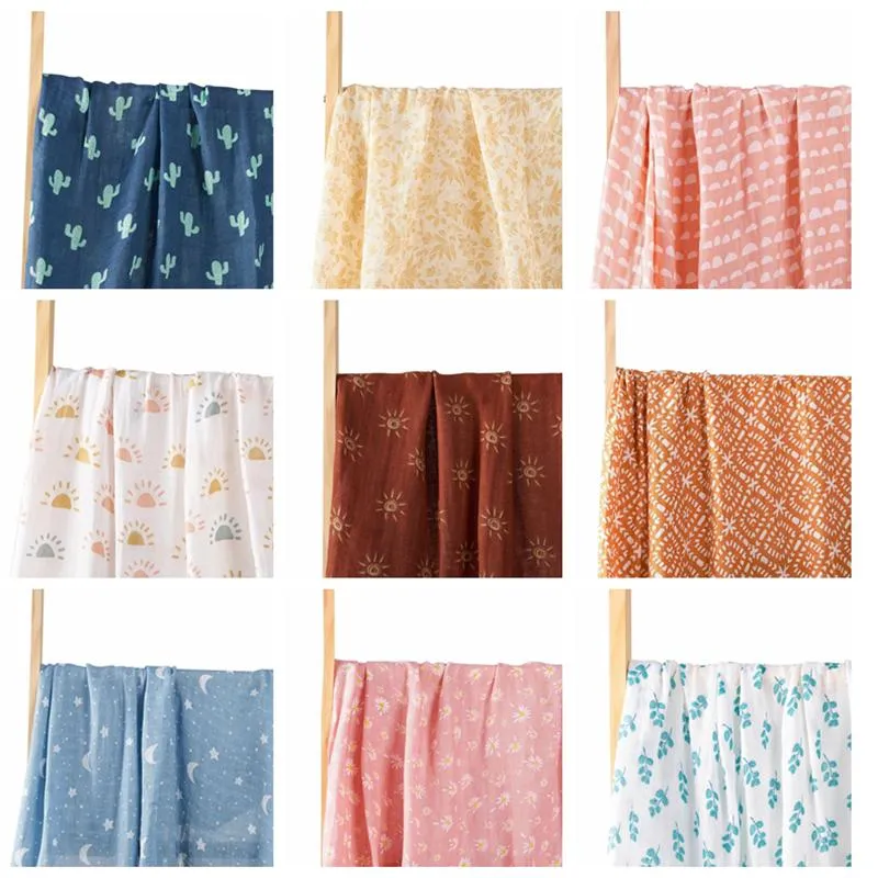 Cotton Baby Muslin Swaddle Blanket Newborn Bath Towel Multi Designs Functions Baby Wrap All Season Infant Quilt Feeding Burp Cloth HY0368