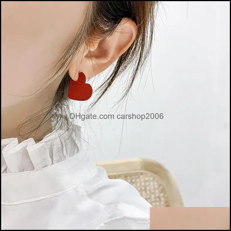 2021 vintage women heart shape cute drop earring fashion red color love statement small earrings for gift jewelry