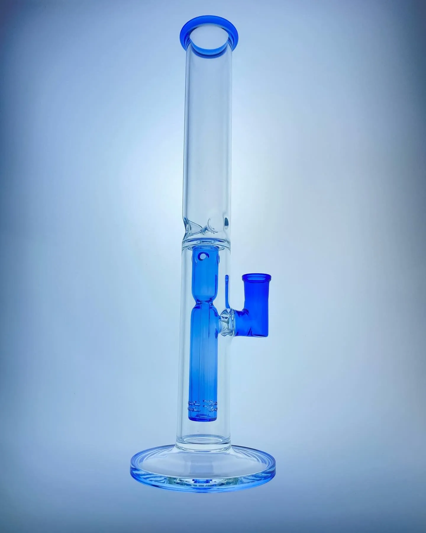 Pipa da fumo bong raccoglitore di ghiaccio colore blu 18mm giunto 16 pollici