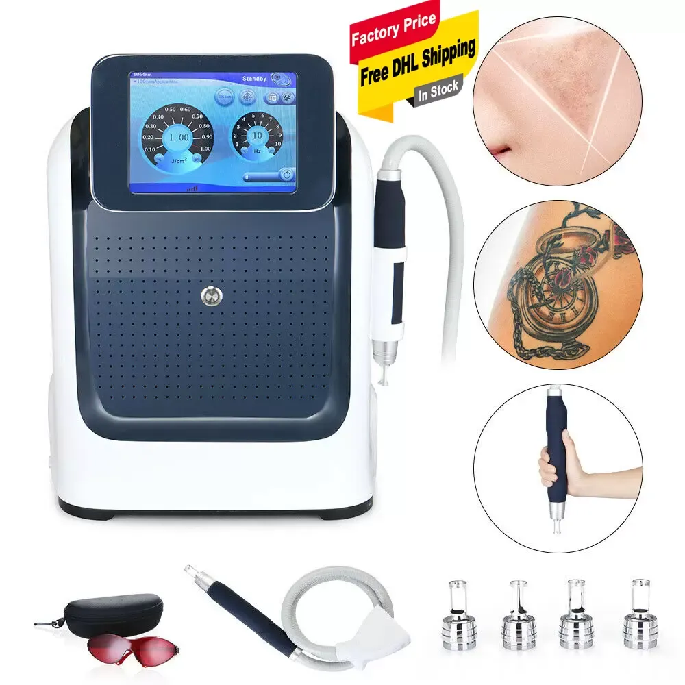 Multifunktionell pico q Switched ND Yag Laser Picosecond Non Invasiv smärtfri ögonbryn Tatuering Borttagning Skin Whitening Permanent Ta bort fräknar Skönhetsutrustning