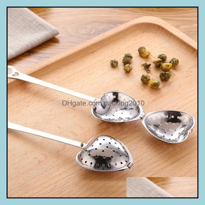 Spring Tea Time Heart Tea Infuser Convenience Heart-Shaped Stainless Steel Tea Tools Herbal Spoon Ball Loose Leaf Filter with Chain
