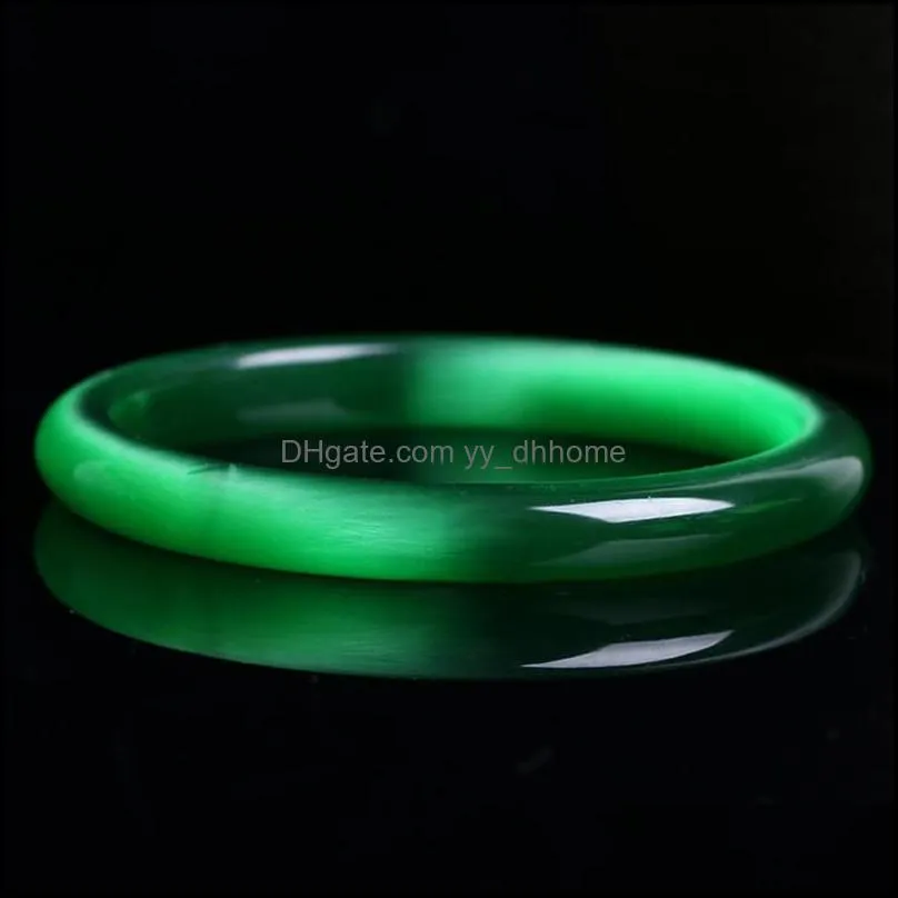 Genuine Bright Green Natural Cat Eye Stone Crystal Bangles Women Lucky Gift Help Marriage Bracelet Jewelry JoursNeige1