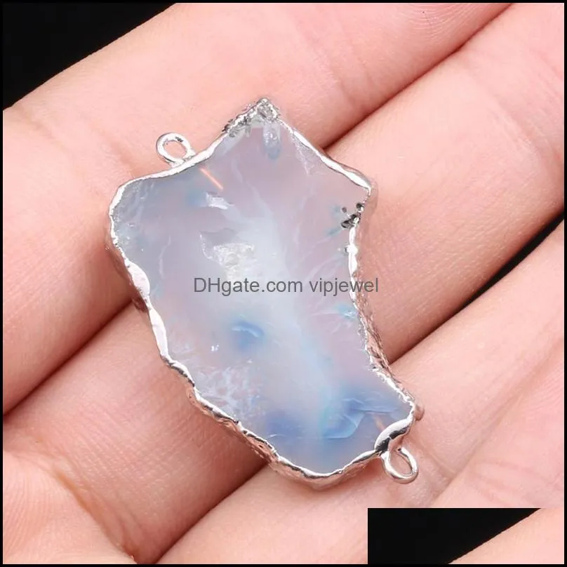 pendant necklaces natural stone gem silver plated irregular agate handmade crafts diy necklace sweater chain jewelry accessories gift