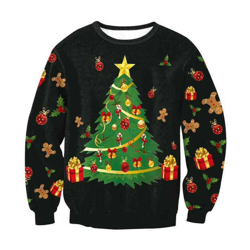 Män kvinnor ful jul tröja 3d julgran gåvor tryckt höst vinterbesättning hals tröja pullover xmas jumpers topps l220730