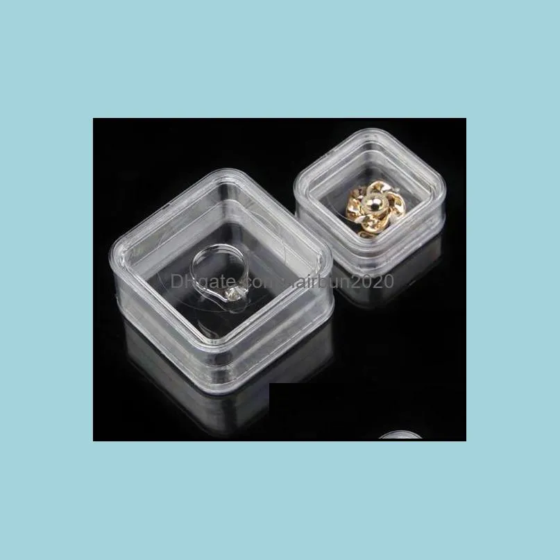 40*40mm Transparent Floating Display Case Earring Gems Ring Jewelry Suspension Packaging Box PET Membrane Stand Holder