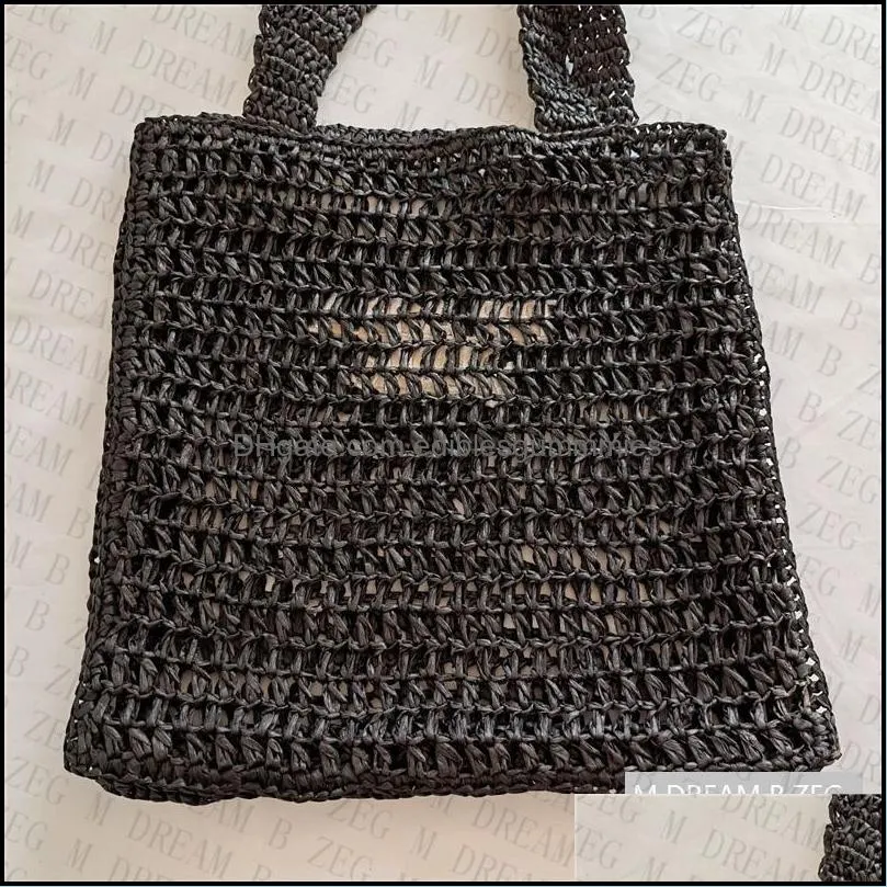 Women Straw Handbag Woven Tote Bag Purse Crochet Designer Shoulder Bags With Inwrought Letter Summer Beach Bags Clutch Totes