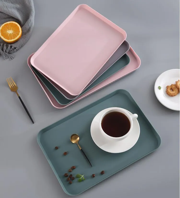 Serving Tray Plates Rectangular Platter for Coffee Tea Fruit Table Decoration Party Dinner Kitchen Food Tray