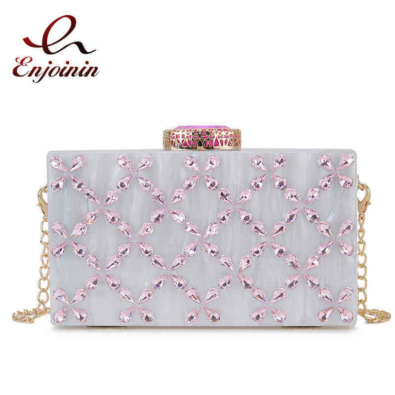 Sacs de soirée Diamant acrylique boîte soirée pochettes pour femmes luxe mariage sacs à main et sacs à main femme fête chaîne sac à bandoulière concepteur 220402