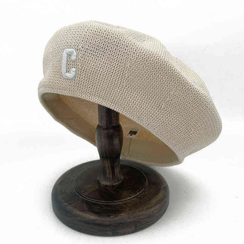 Carta bordada Brand boina fino chapéus respiráveis ​​Vintage Cap plana aconchegante Chapéus octogonais Mulheres Moda Ladies Allmatch Caps J220722