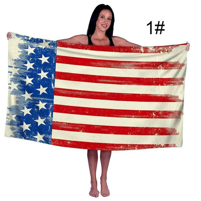 Microfiber Beach Towel American Flag Bath Towels Digital Printing Sunscreen Soft Absorbent Various Patterns WH0109