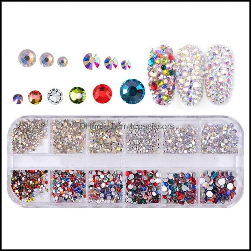 flat back iridescent crystal ab rhinestones set round beads gem pearls for 3d nail art diy crafts