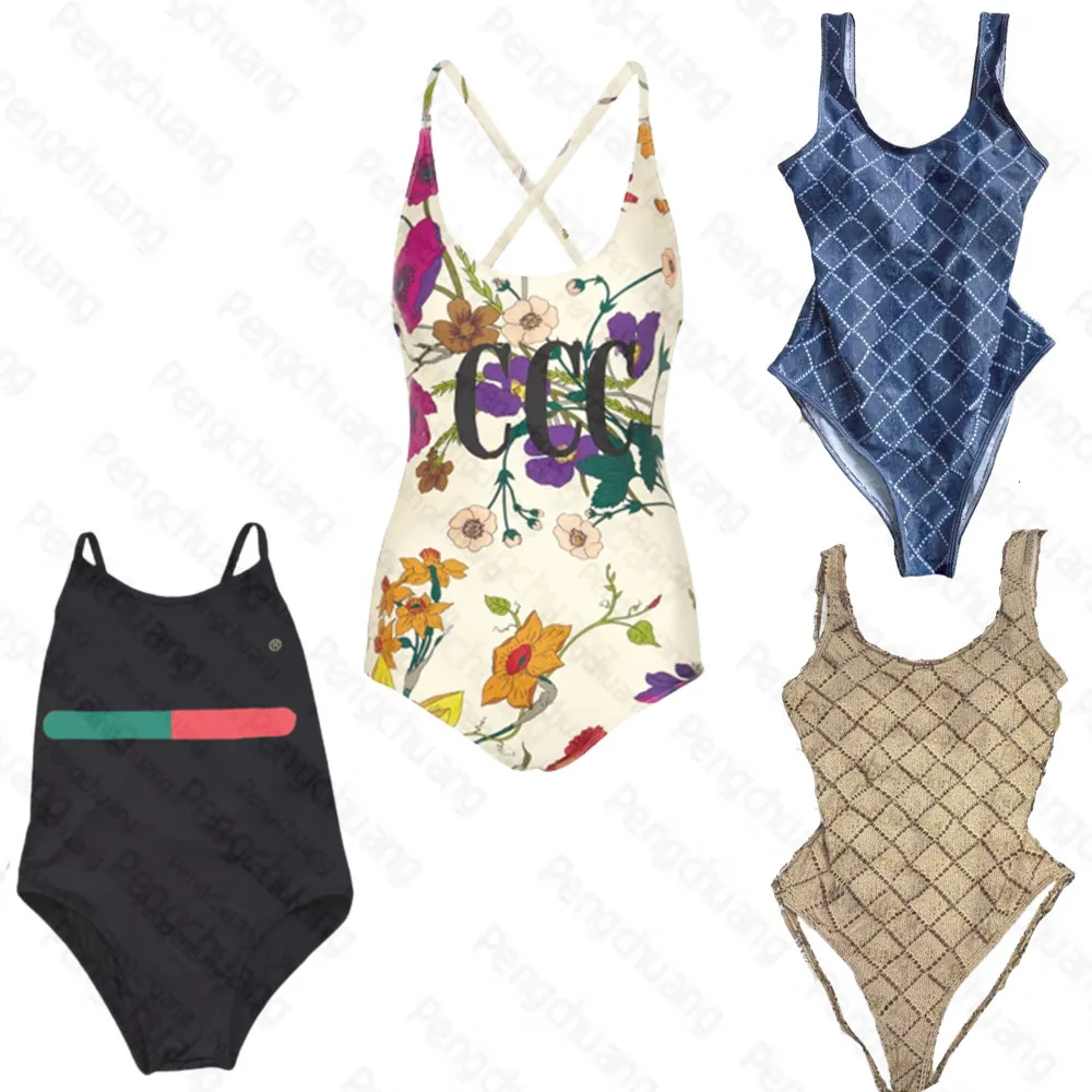 Costumi da bagno interi da donna classici Costumi da bagno firmati Costumi da bagno da spiaggia estivi floreali per bikini da donna Abiti di marca senza schienale