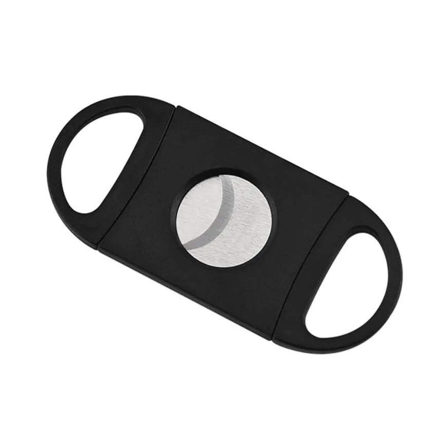 Portable Cigar Cutter Pocket Plastic Stainless Steel Double Blades Scissors Knife Tobacco Cigars Tool ABS Black Cigar Accessories