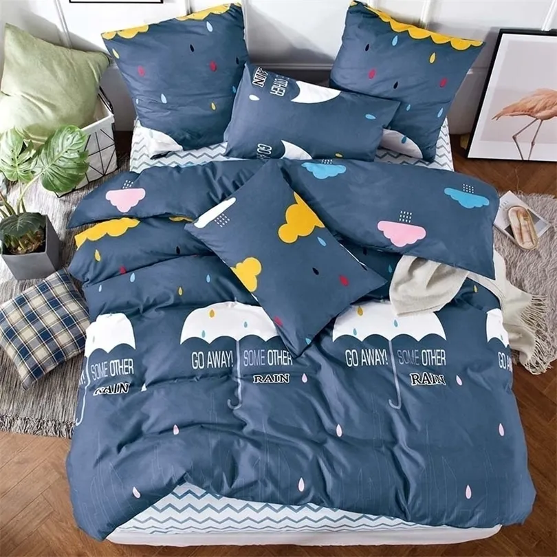 ALANNA T series Printed Solid bedding sets Home Bedding Set 4-7pcs High Quality Lovely Pattern with Star tree flower 201114