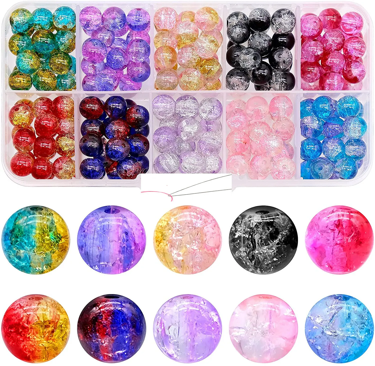 200 pçs / lote rosa multicolor 8mm acrílico grânulos soltos espaçadores redondos grânulos para fazer jóias