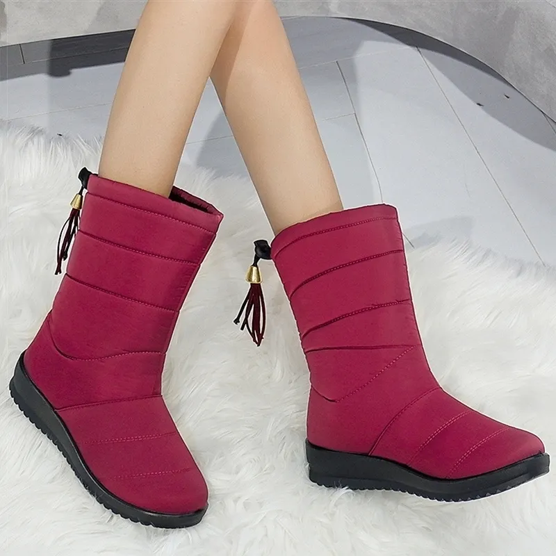 Women Boots Woman Warm Fur Winter Shoes Women Winter Boots Waterproof Warm MidCalf Snow Boots Botas Mujer Shoes Female Y200115
