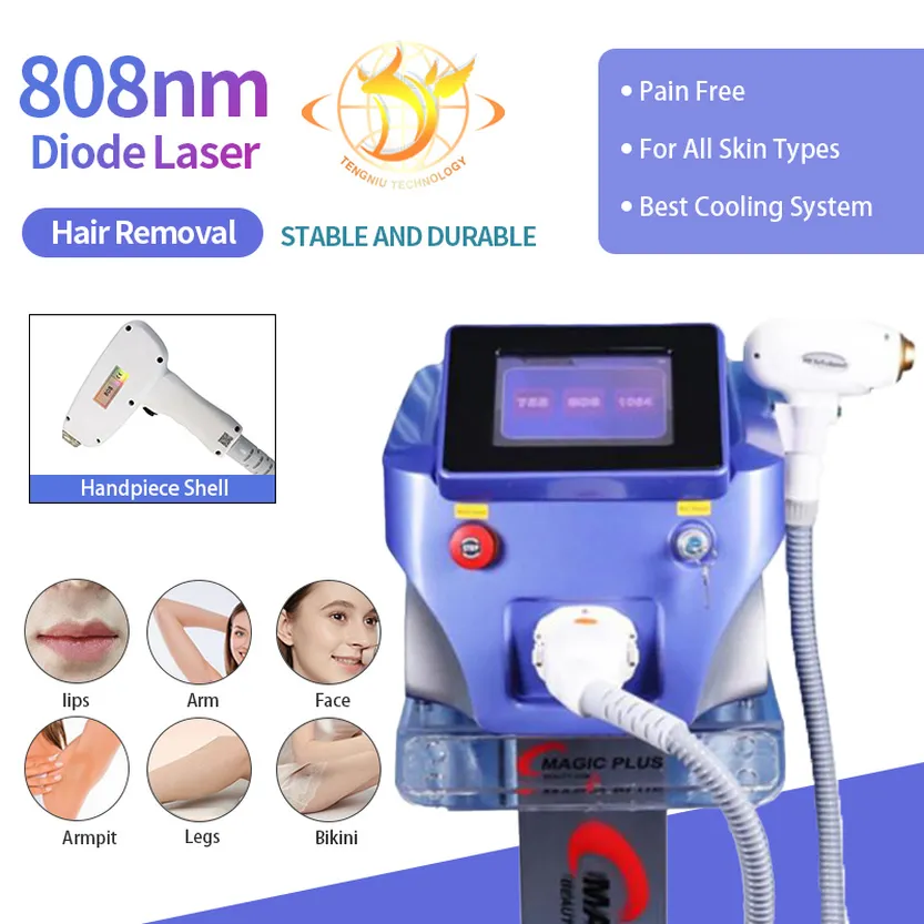 Grande potência 755 808 1064 dispositivo de remoção de pêlos a laser de diodo Rejuvenescimento da pele 808Nm Máquina de remoção de pêlos a laser de diodo