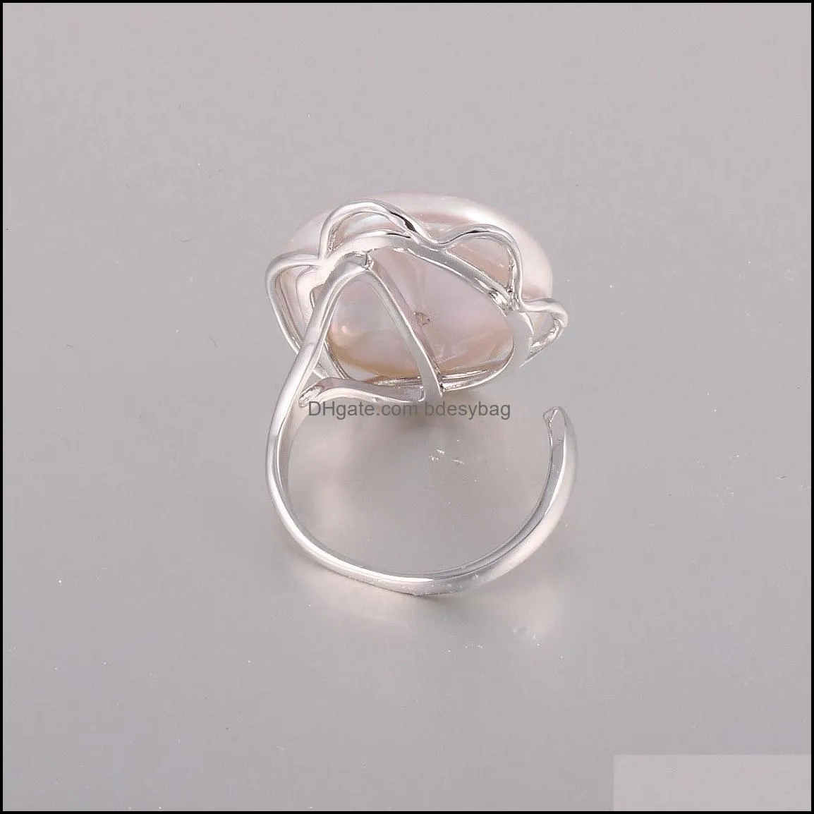style copper base circular freshwater pearl ring for elegant women love romantic gift