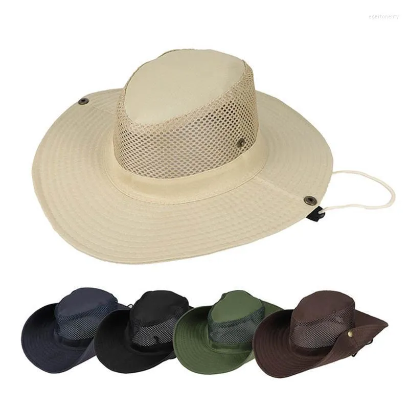 ワイドブリム帽子太陽通気帽子夏の屋外アクティビティメッシュバケットキャップUV保護キャンプ釣りサファリハイキングEGER22